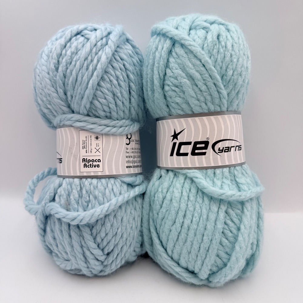 Ice Yarns Alpaca Active Light Blue Bulky Wool Blend Yarn 2 Skeins 100g Each